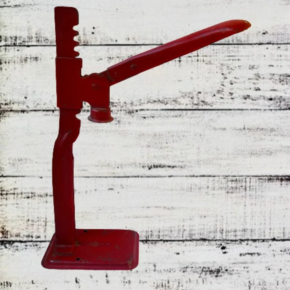 Red Vintage Metal Bottle Capper Cap Press Wine Corker Farm House Rustic Decor